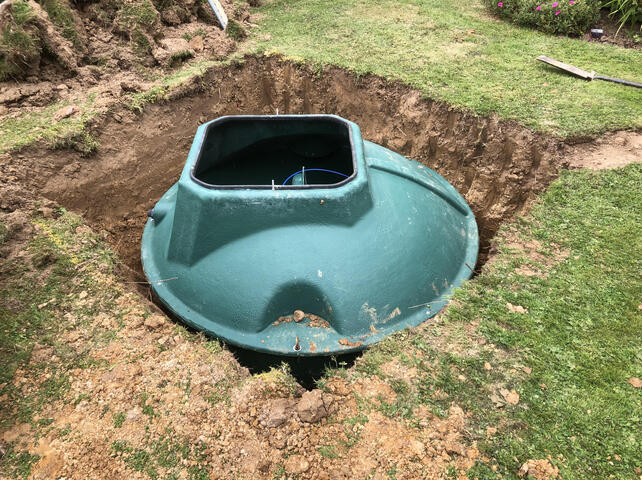 Sewage Treatment Plant with the lid open. Ready for backfilling