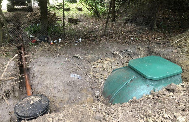 Sewage Treatment Plant and inlet pipework installed in Wadhurst