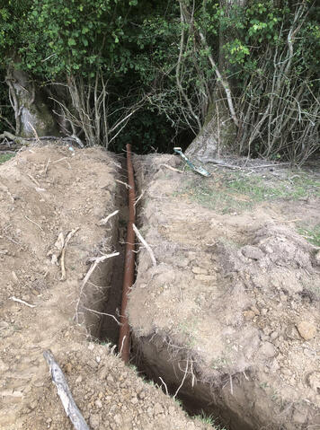 Exit pipework from Sewage Treatment Plant to an existing water course near Ashburnham